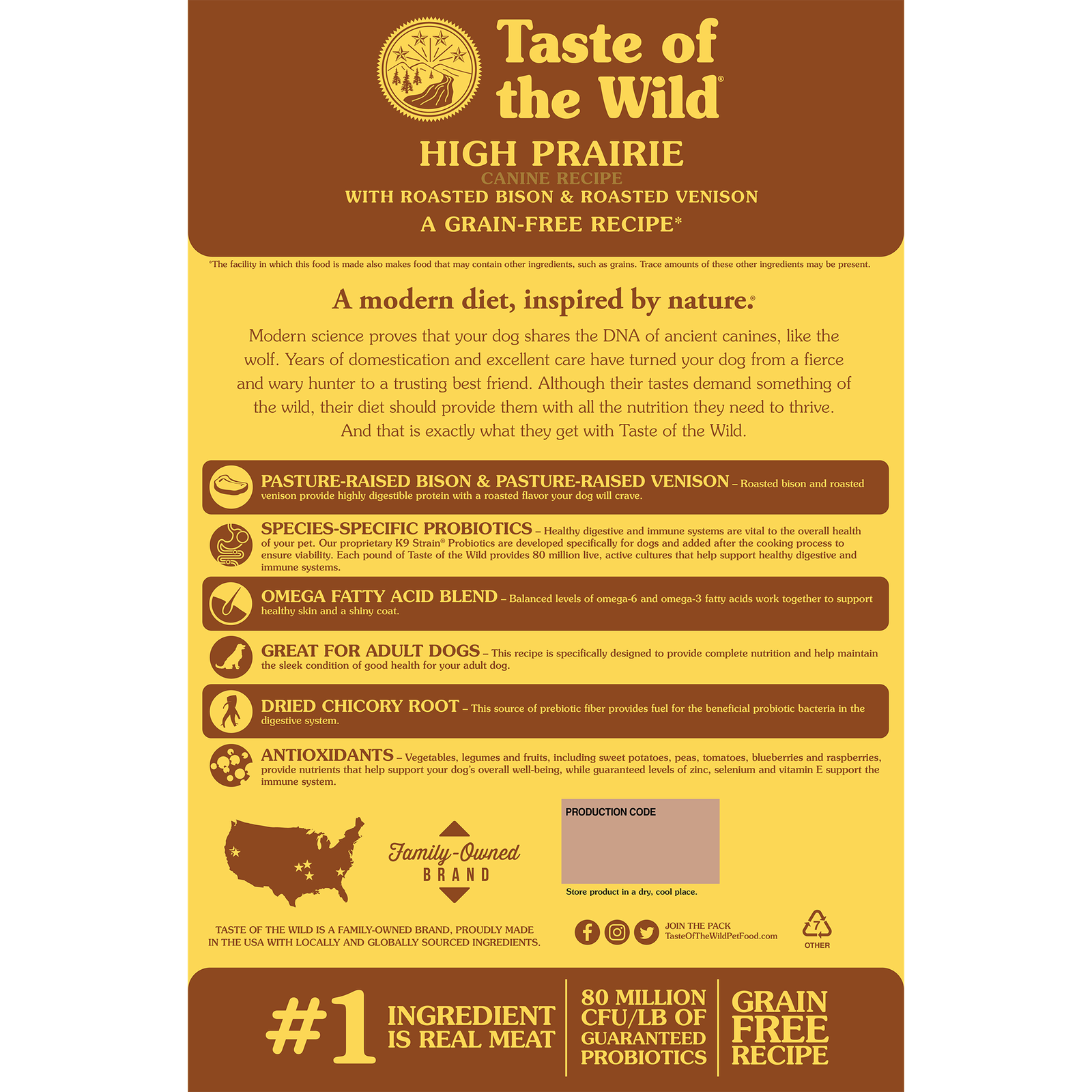 طعام الكلاب الجاف Taste of the Wild High Prairie مع لحم البيسون ولحم الغزال المشوي 2 كجم