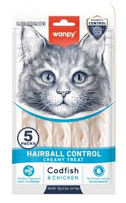 Wanpy Hairball Control Creamy Cat Treats with Chicken and CodFish 5 pcs