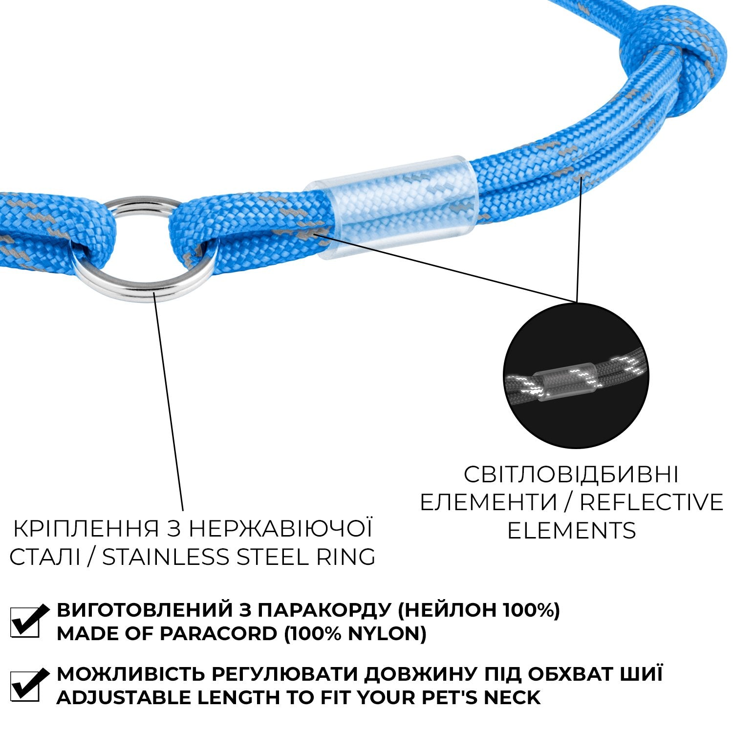 Smart ID Tag Dog Wau Dog Medium Black Reflective  Collar 42 to 76 cm