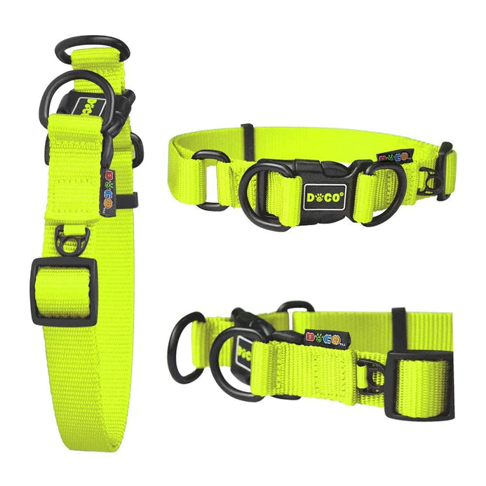 Doco Large green Double D-Ring Nylon Dog Collar 45 to 68 in 2.5cm