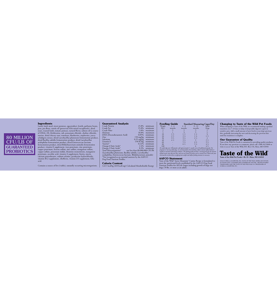 طعم البرية سييرا ماونتن مع لحم الضأن المشوي 12.2 كجم