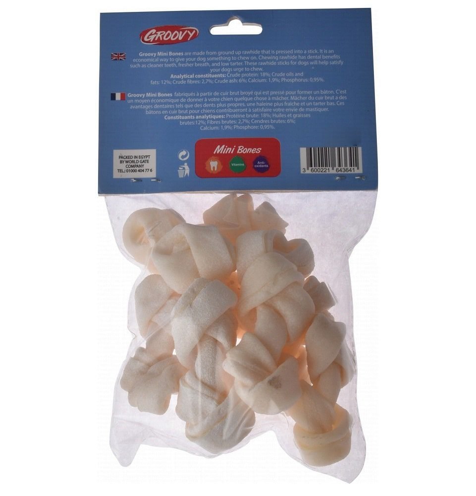 Groovy Mini Knotted Bone Dog Treats 8 per pack