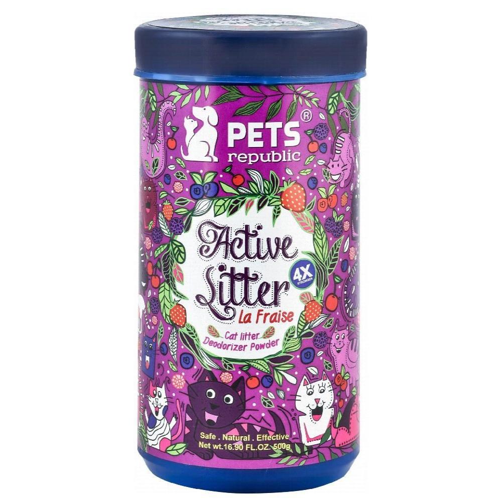 بودرة مزيلة للرائحة من فضلات القطط من Pets Republic Active برائحة La Fraise