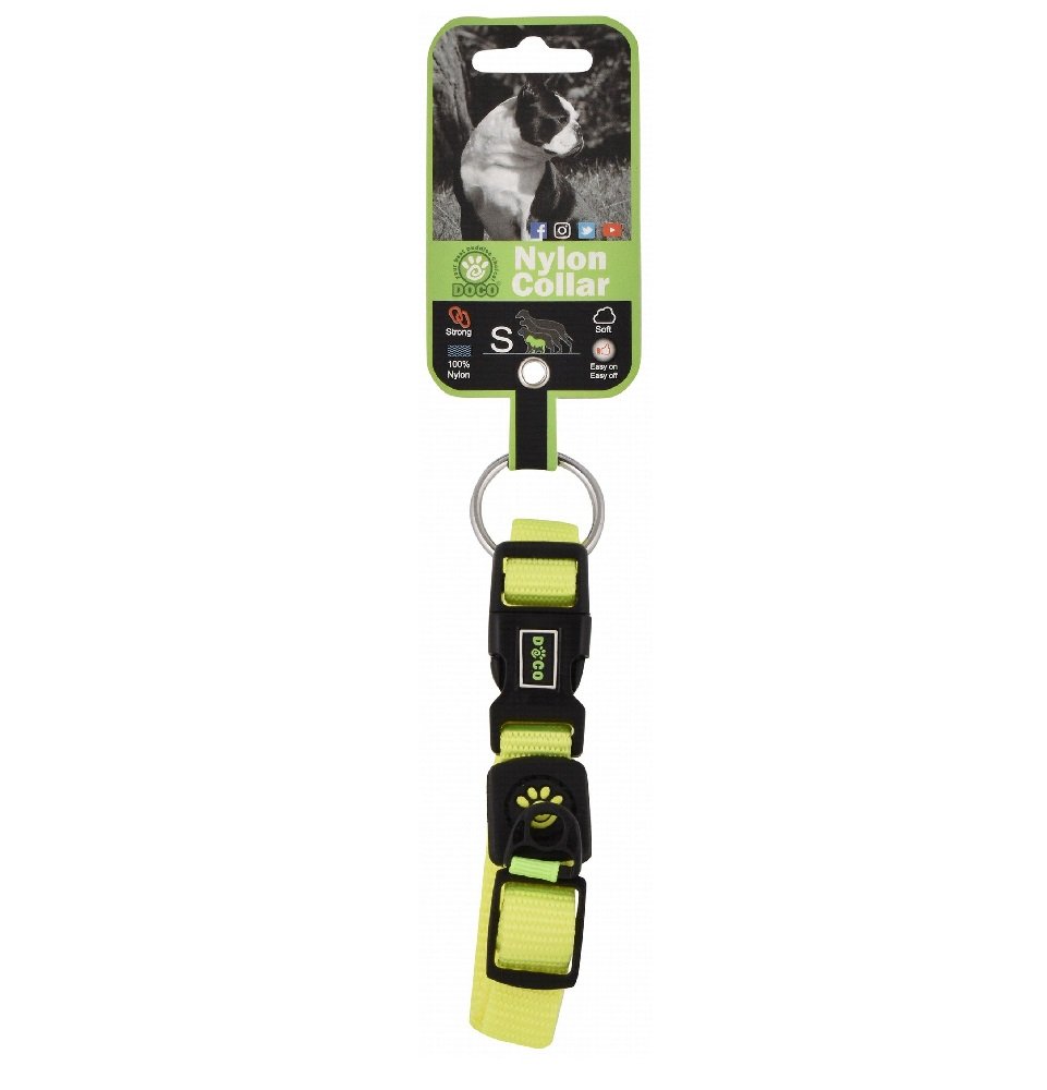 Doco Small Green Nylon Dog Collar 25 to 40 in 1.5cm