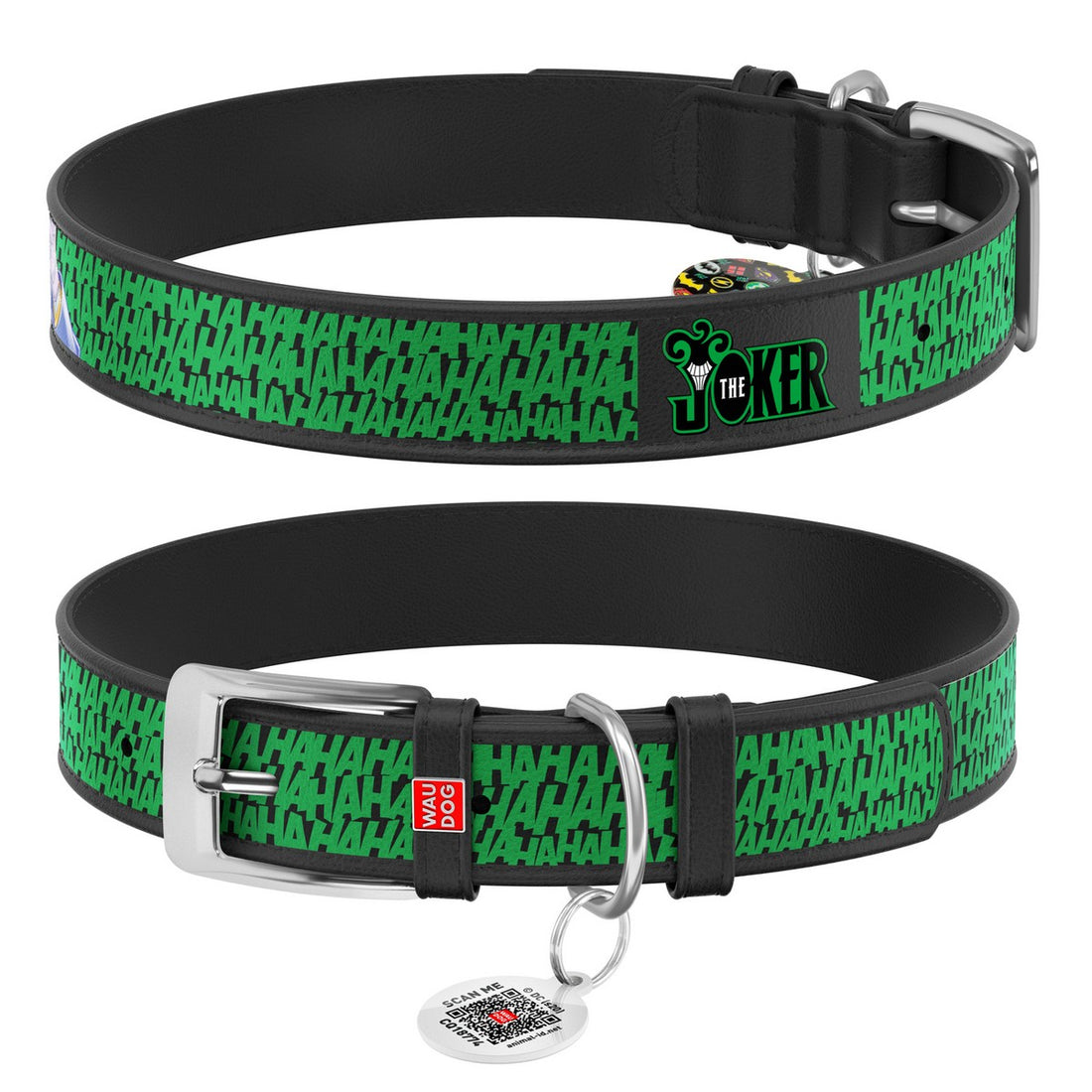 WAUDOG L Design Joker dog collar with QR passport 37 to 48 in 2.5 cm