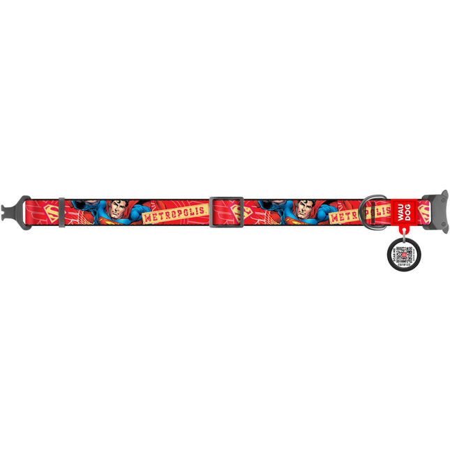 WauDog L Nylon dog collar Superman Print 31 to 49 in 2.5 cm