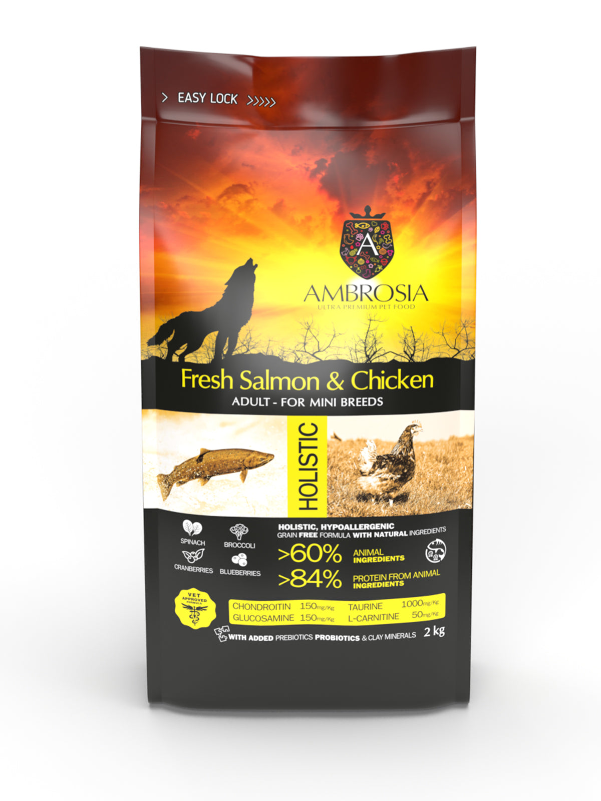 Ambrosia Dry Food with Chicken and Salmon for Mini Breed Adult Dogs 6 kg