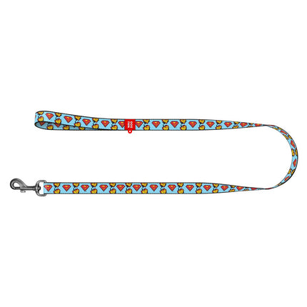 WauDog Light Blue Superman Print Dog Leash 122 in 2 cm