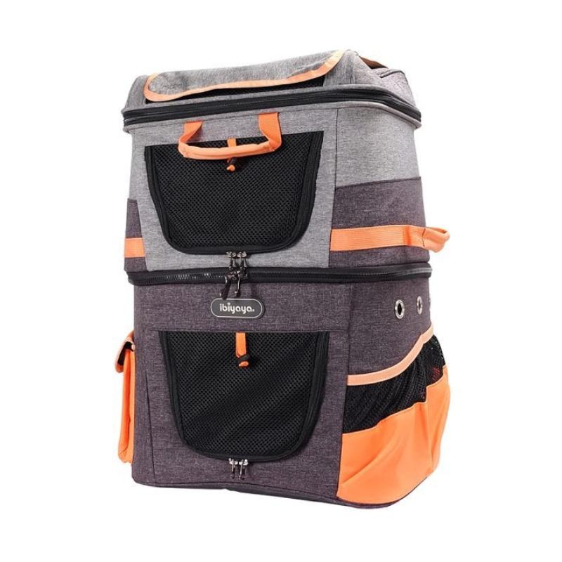 Two-tier Pet Backpack, Best Hiking Double Cat-Dog Travel Carrier For Two Small Pets