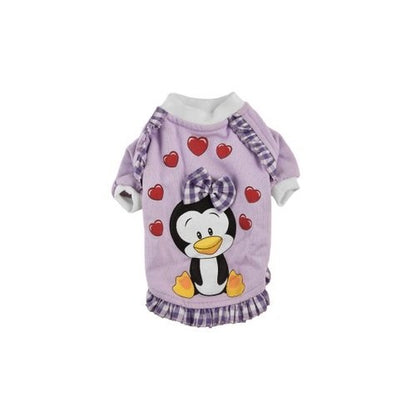 Pawstar Large Purple Penguin Print Dog Sweatshirt T-Shirt