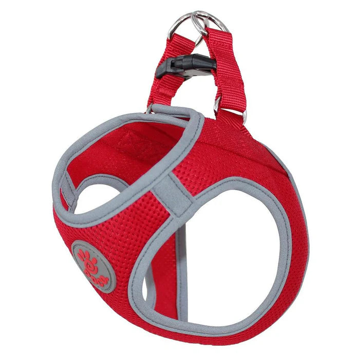 DOCO L Red and Gray Reflective Net Mesh Harness 47-50cm
