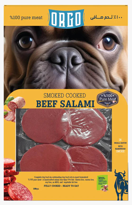 Orgo Smoked cooked Beef Salami for dog 150 gr