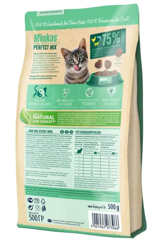 Happy Cat Minkas Perfect Mixed Dry Food for Adult Cats 1.5 kg