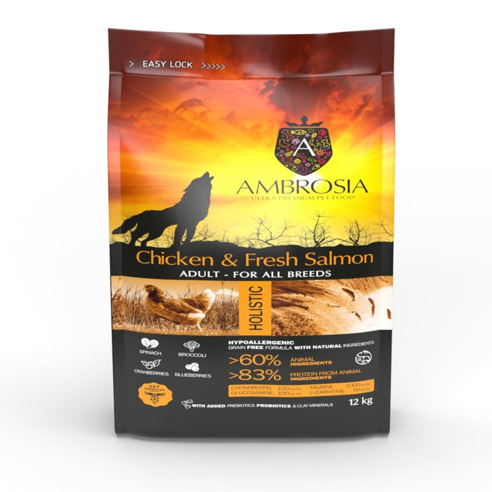 Ambrosia  Dry Food with Chicken and Salmon for adult Dogs 12k