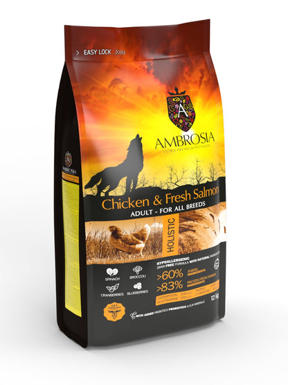 Ambrosia  Dry Food with Chicken and Salmon for adult Dogs 12k