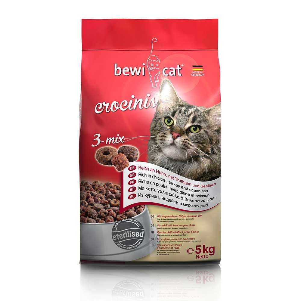 Bewi Cat Crocinis 3 Mix Dry Food Sterilized Adult Cats 5 kg