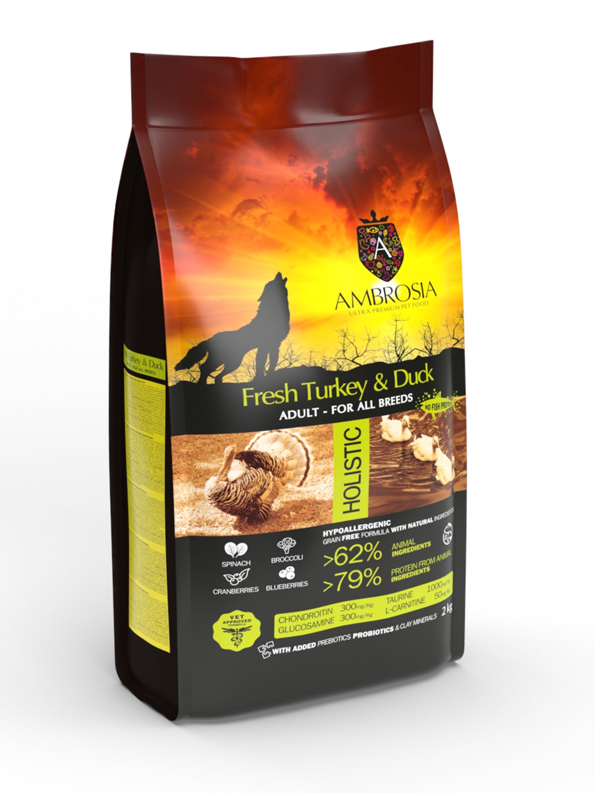 Ambrosia Dry Food with Duck and Turkey for adult Dogs 12k