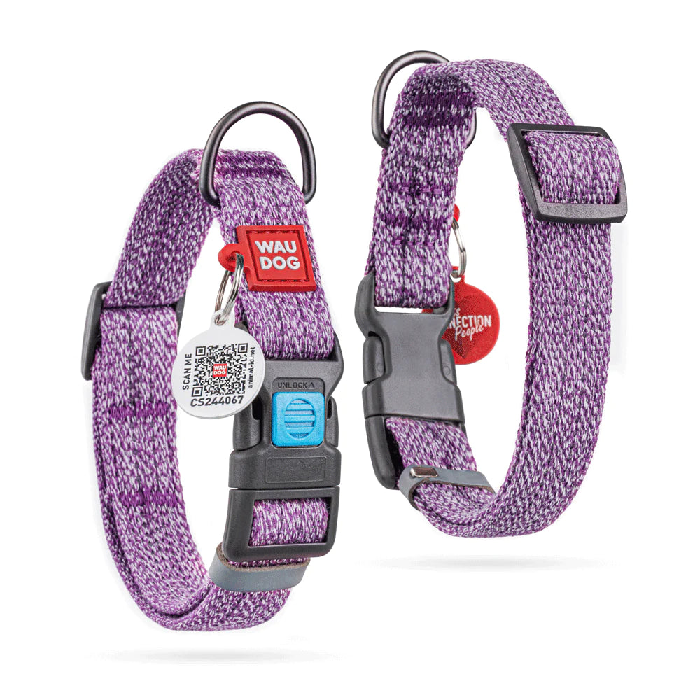 Wau Dog XL Purple Dog Collar 38 in 50 to 2.5cm