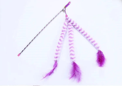 Feather toy for cats with bells