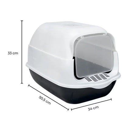 Cat Litter Box with Front Door and Scoop 50.5x34x33cm Enclosed Pet Toilet Black
