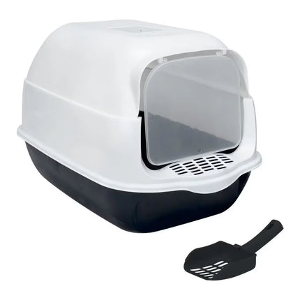 Cat Litter Box with Front Door and Scoop 50.5x34x33cm Enclosed Pet Toilet Black