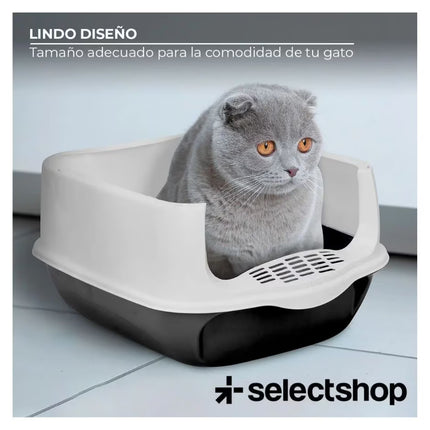 Cat Litter Box with Front Door and Scoop 50.5x34x33cm Enclosed Pet Toilet Black