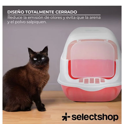 Cat Litter Box with Front Door and Scoop 50.5x34x33cm Enclosed Pet Toilet Blue