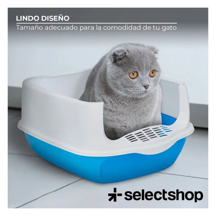 Cat Litter Box with Front Door and Scoop 50.5x34x33cm Enclosed Pet Toilet Blue