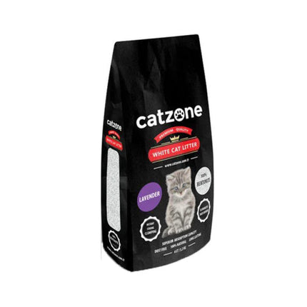 Catzone White Bentonite Clumping Cat Litter Lavender Scent 10 kg