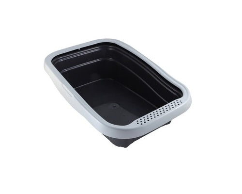 MPS2 Nella Black And Gray Cat Litter Tray with Rim 58x37.5x18cm