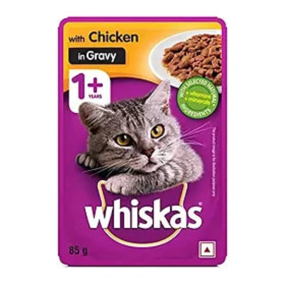 Whiskas Wet Food with Chicken in Gravy for Adult Cats 1+ Years 80 gr