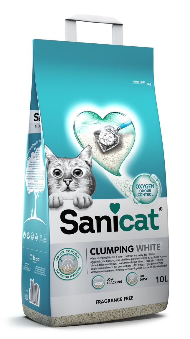 Sanicat Clumping White Fragrance Free 10 L