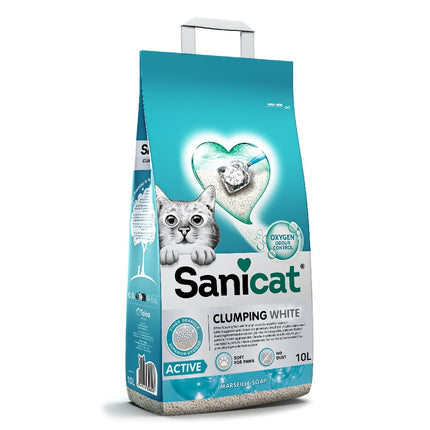 Sanicat Active White Clumping Cat Litter Marseille Soap Scent 10 L