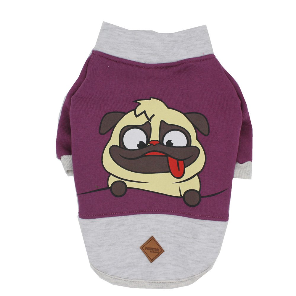 PAWSTAR Purple Pug Pullover Medium for dog