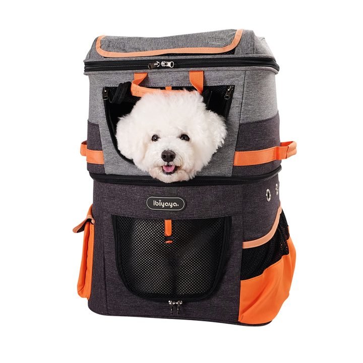 Two-tier Pet Backpack, Best Hiking Double Cat-Dog Travel Carrier For Two Small Pets