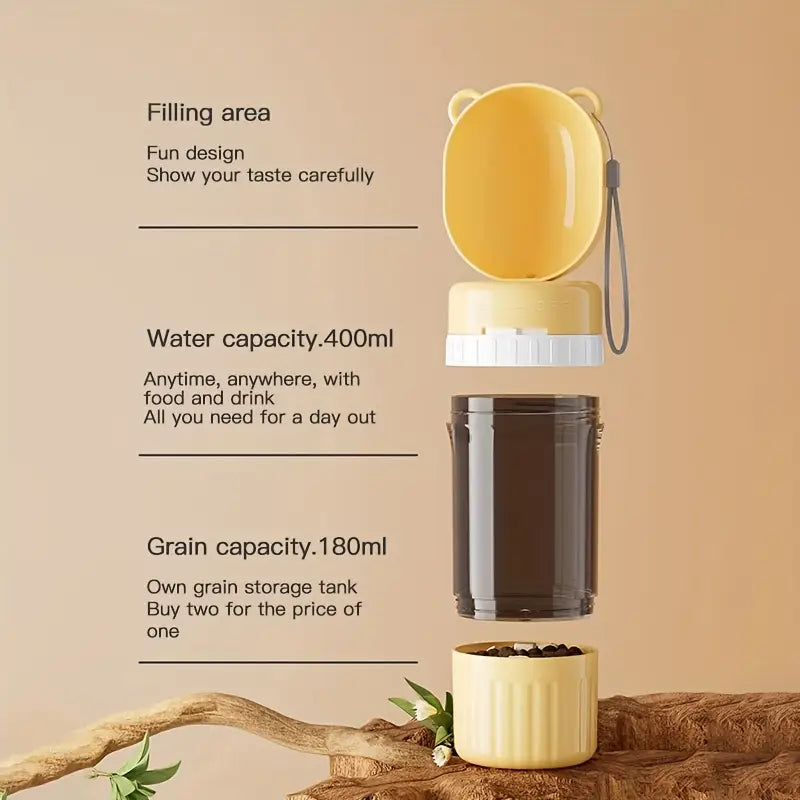 Portable pet water bottle and food container 400 ml