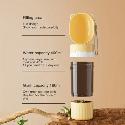 Portable pet water bottle and food container 400 ml