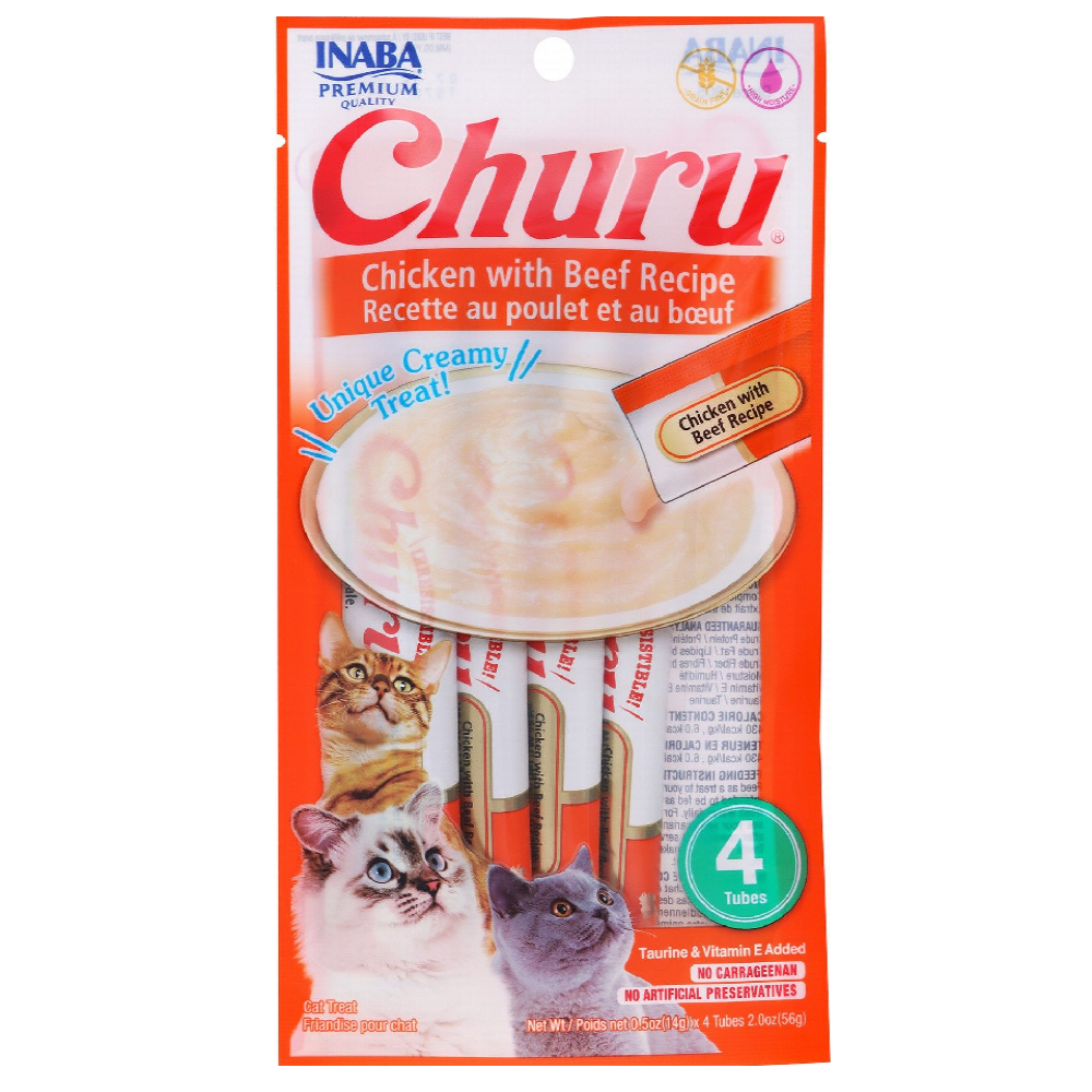 Inaba Churu Creamy Cat Treats with Chicken and Beef 4 in 14 gr