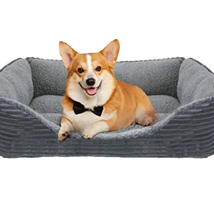 Plush Pet Sofa Bed for Puppies and Cats 72x55x9cm Soft Rectangular Cushion and Warm Sleeping Nest in Grey