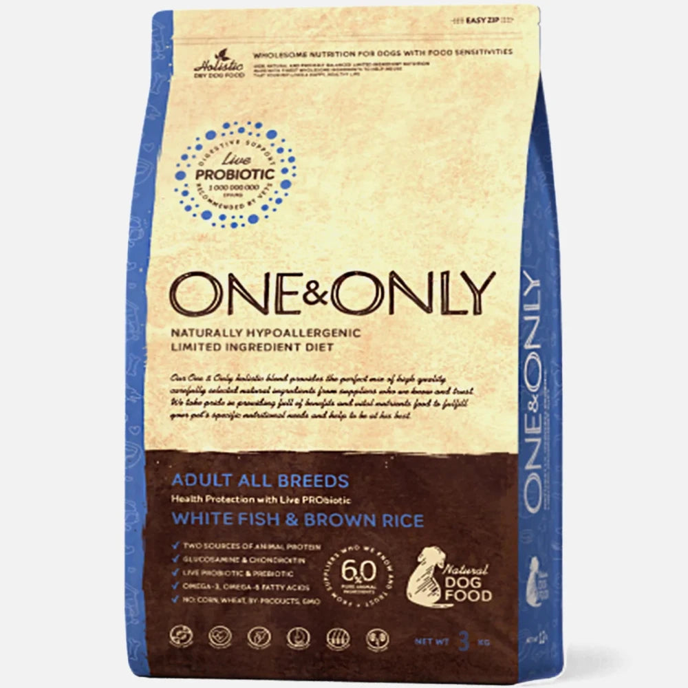 One And Only dry food for Adult Dogs with White Fish and rice 3 kg