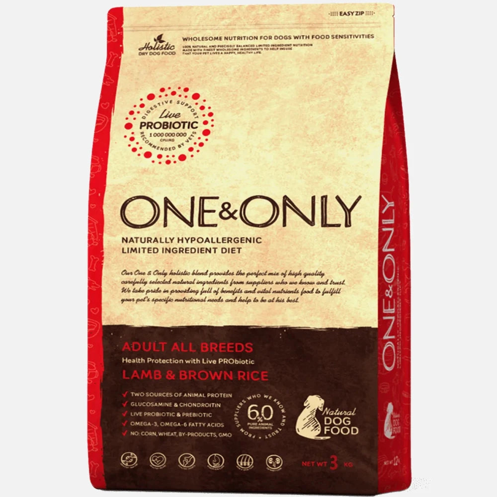 One And Only dry food for Adult Dogs with Lamb and rice 3 kg