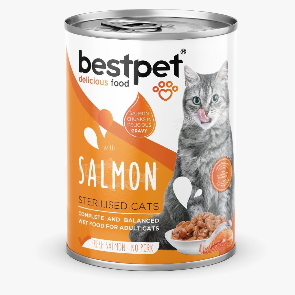 Bestpet Wet Food Chunks with Salmon in Gravy for Sterilized Cat 400 gr