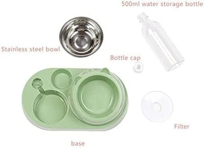 COSYOO Double Pet Food Bowl Detachable Cute Stainless Steel