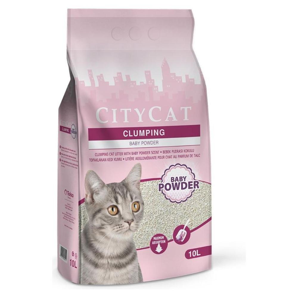 City Cat Clumping Litter Baby Powder Scent 10 L