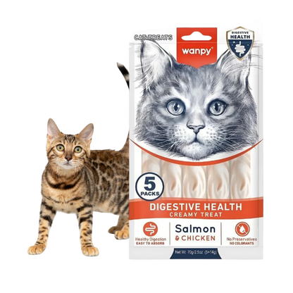 Wanpy Cat Digestive Health Treats Creamy Salmon And Chicken 5 pcs