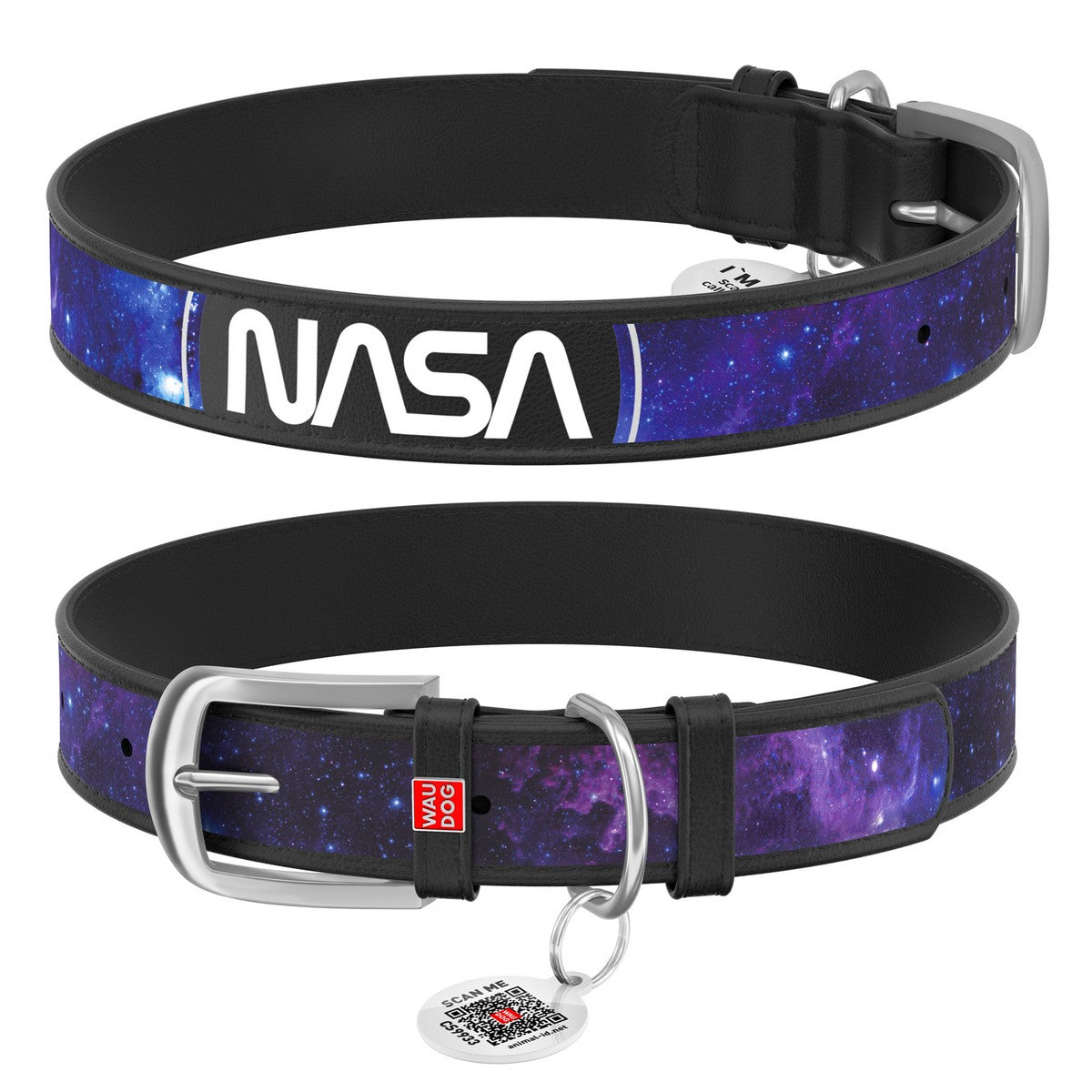 WAUDOG L Design NASA dog collar with QR passport 38 to 49 in 2.5 cm