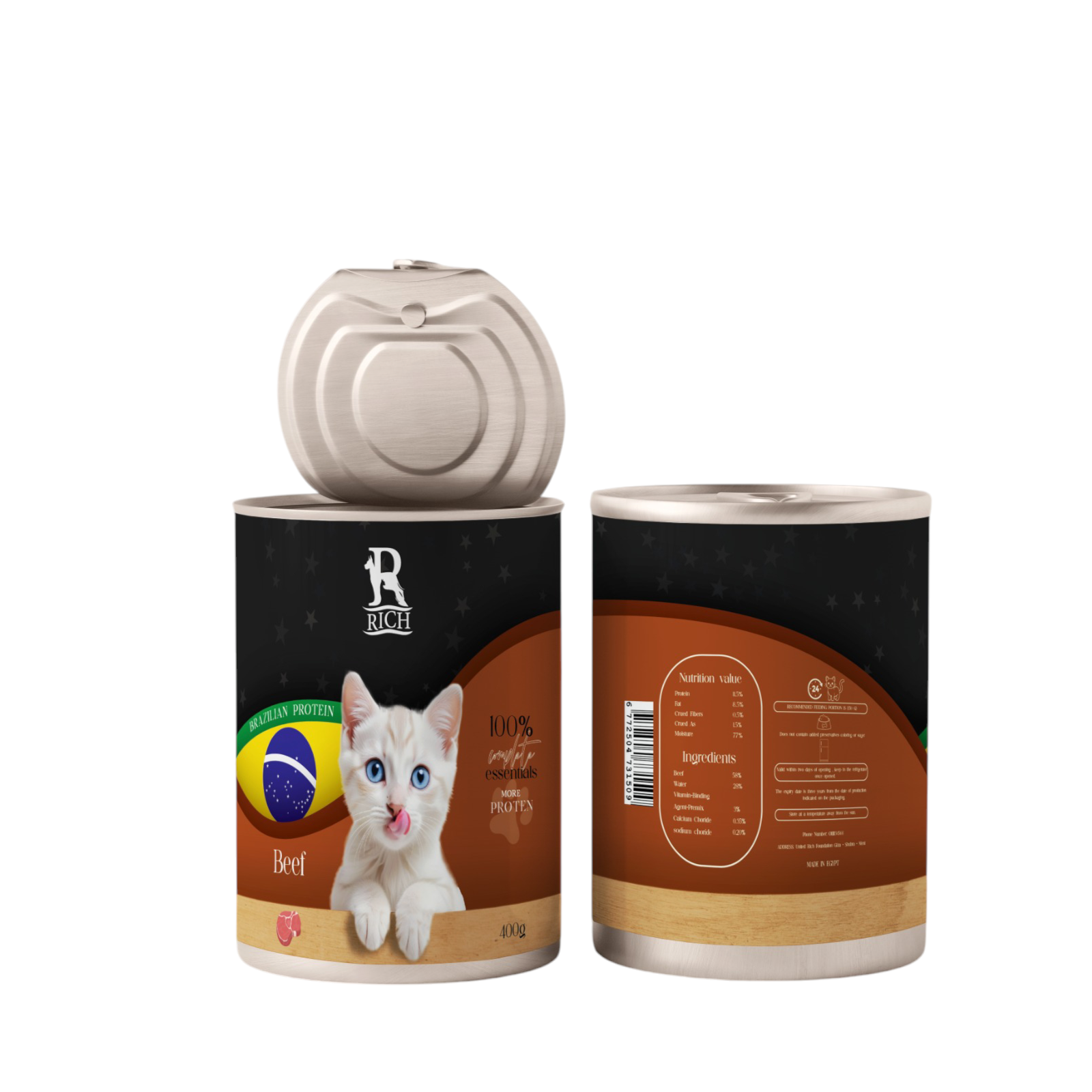 Rich wet Food for cats with beef 400G