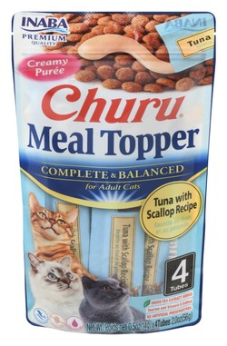 Inaba Churu Creamy Puree Meal Toppers with Tuna and Scallop for Adult Cats