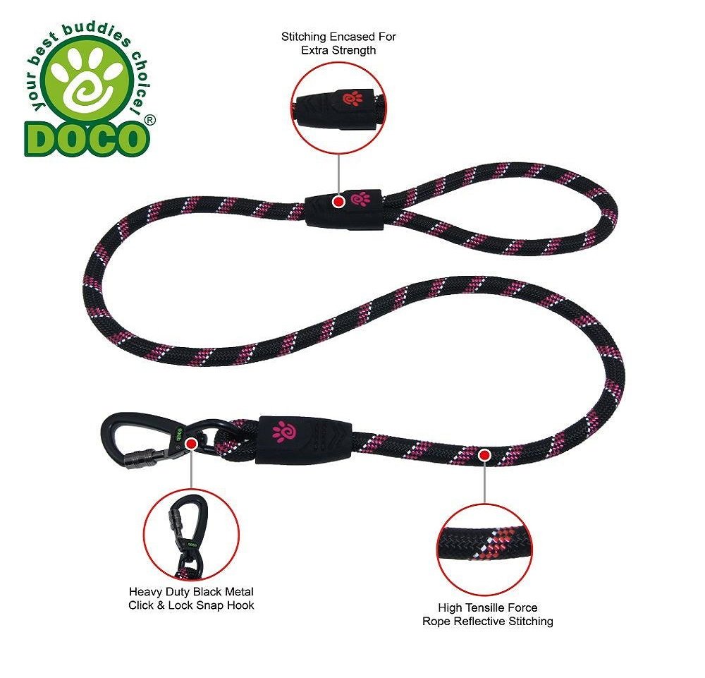 Doco Purple Reflective Rope Dog Leash 180cm