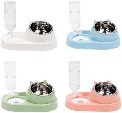 COSYOO Double Pet Food Bowl Detachable Cute Stainless Steel